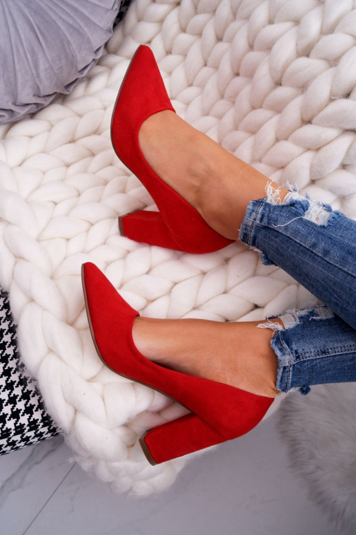 Sapatos de salto alto em camurça cor vermelha Florena