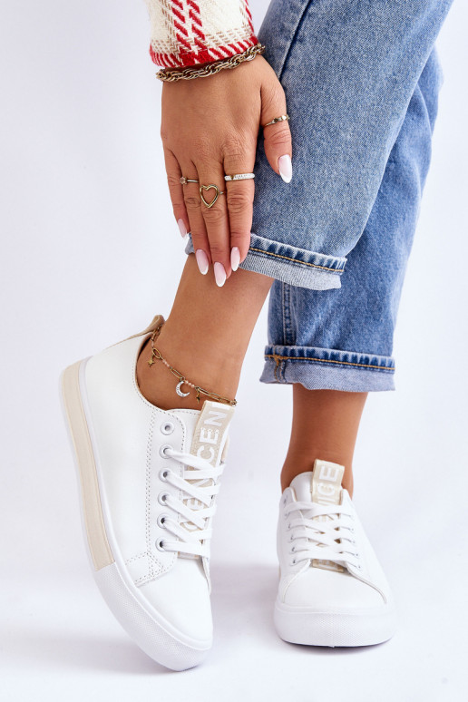 Tênis modelo clássico Branco-bege Ville Tênis modelo clássico Branco-bege Ville