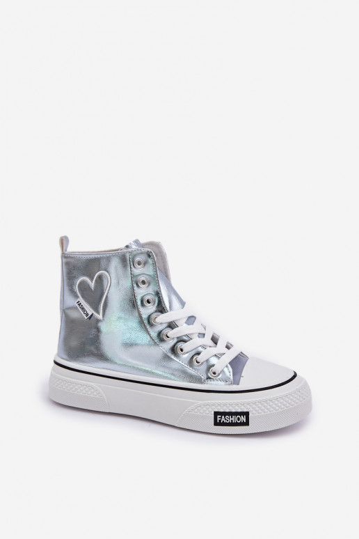 Design metálico sapatos de lazer com sola Feminino Com coração cor azul Sumehra Design metálico sapatos de lazer com sola Feminino Com coração cor azul Sumehra