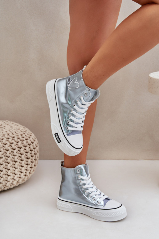 Design metálico sapatos de lazer com sola Feminino Com coração cor azul Sumehra Design metálico sapatos de lazer com sola Feminino Com coração cor azul Sumehra