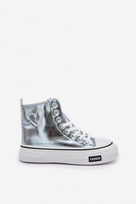 Design metálico sapatos de lazer com sola Feminino Com coração cor azul Sumehra Design metálico sapatos de lazer com sola Feminino Com coração cor azul Sumehra