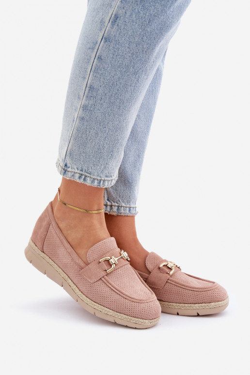 com elementos abertos Mocassins Ze cor douradam Detalem I JutoParaą Plecionką cor rosa Lainer com elementos abertos Mocassins Ze cor douradam Detalem I JutoParaą Plecionką cor rosa Lainer