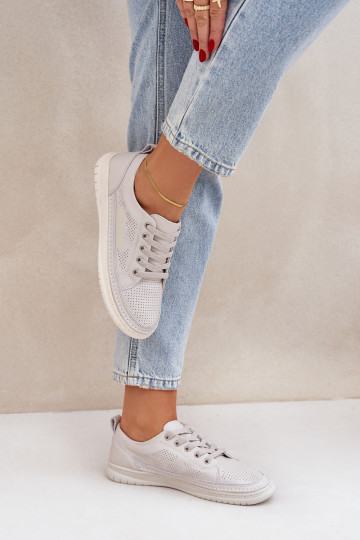 Tênis de couro natural cor cinza Cloesa