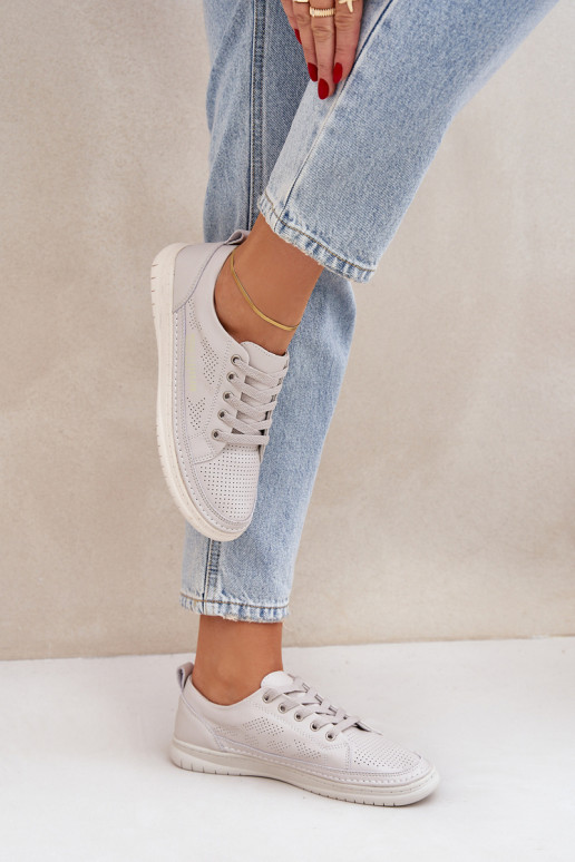 Tênis de couro natural cor cinza Cloesa