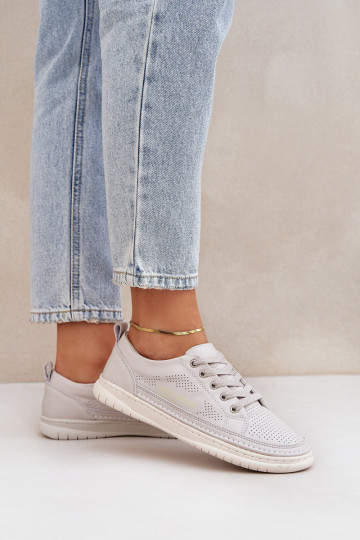 Tênis de couro natural cor cinza Cloesa 2