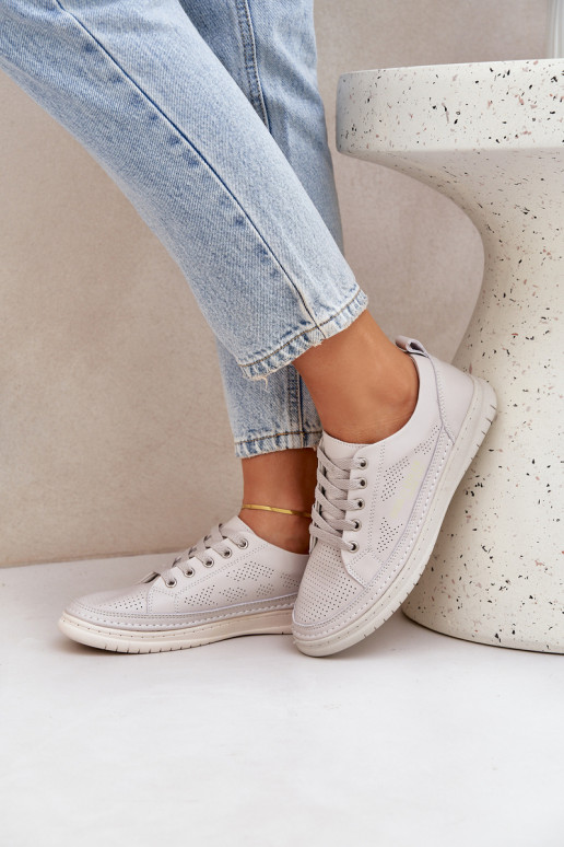 Tênis de couro natural cor cinza Cloesa