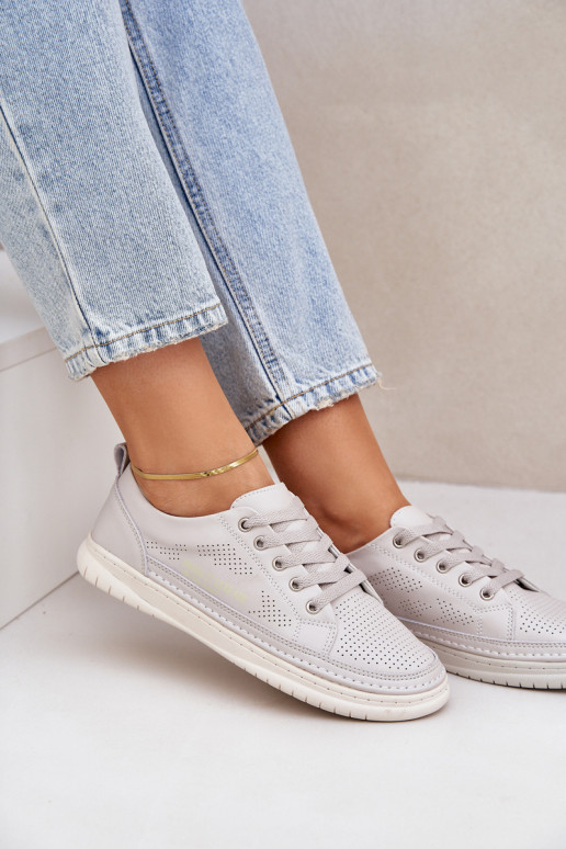 Tênis de couro natural cor cinza Cloesa