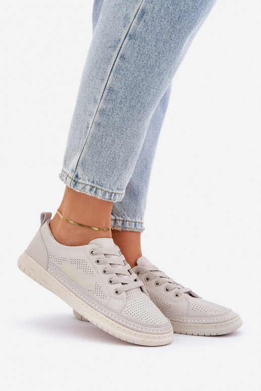 Tênis de couro natural cor cinza Cloesa