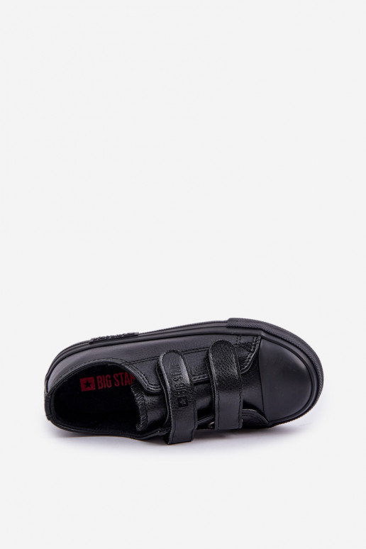 Sapatos casuais de couro para criança com fechos autocolantes BIG STAR KK374054 preto