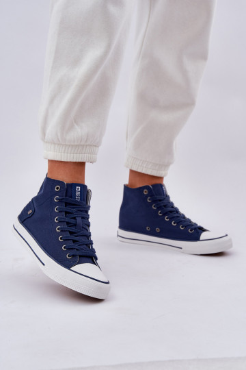 Tênis femininos casuais com cano Big Star DD274333 azul marinho 2