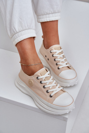 Sapatos femininos com solas maciças da moda Big Star NN274127 bege