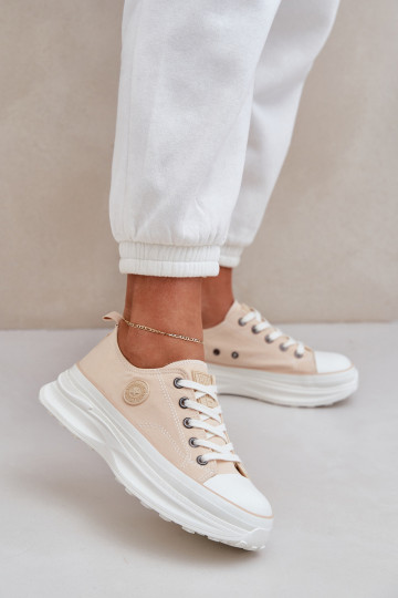 Sapatos femininos com solas maciças da moda Big Star NN274127 bege 2