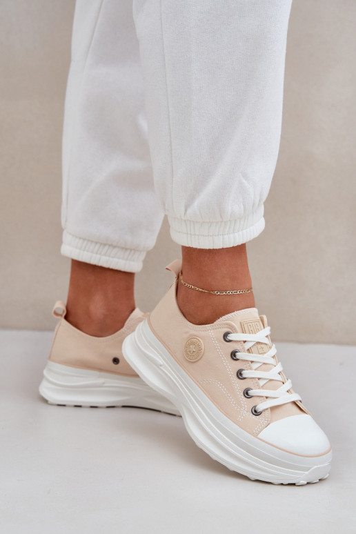 Sapatos femininos com solas maciças da moda Big Star NN274127 bege