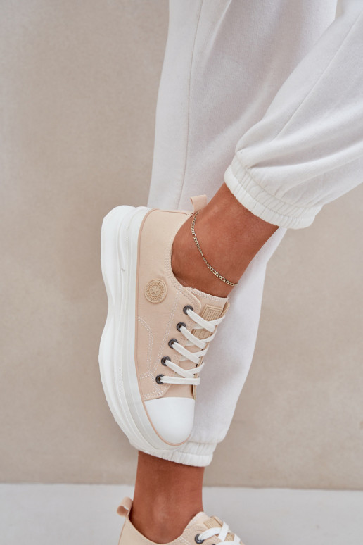 Sapatos femininos com solas maciças da moda Big Star NN274127 bege