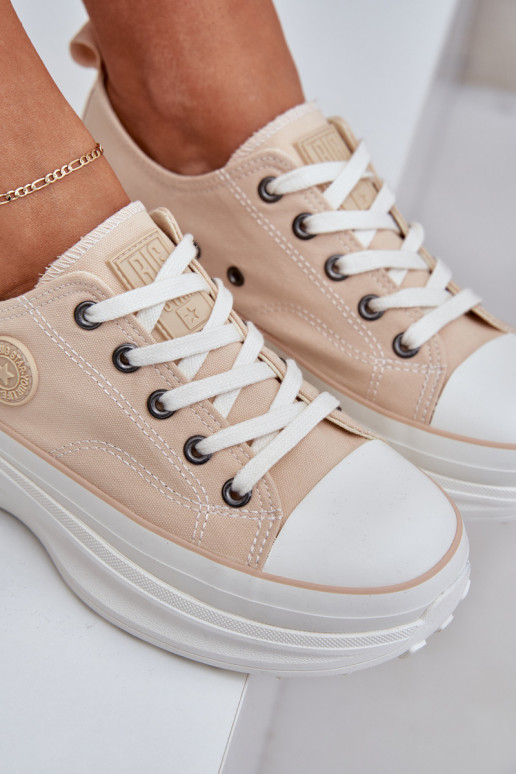 Sapatos femininos com solas maciças da moda Big Star NN274127 bege