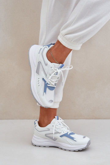 Tênis esportivos modelo feminino Big Star NN274A094 HI-POLY SYSTEM nas cores branca e azul 2