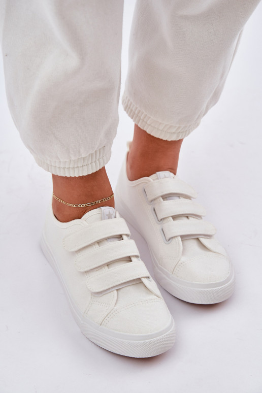 Juventude tênis de sola plana com fixadores adesivos cor branca Dilan Juventude tênis de sola plana com fixadores adesivos cor branca Dilan