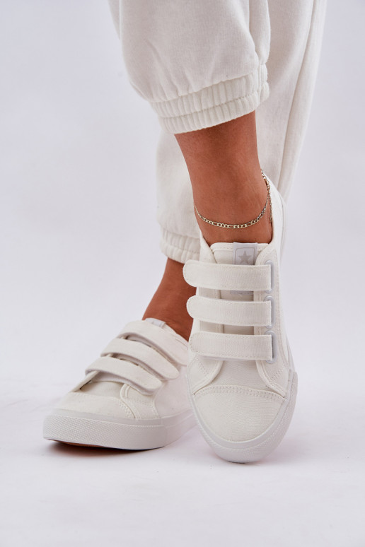 Juventude tênis de sola plana com fixadores adesivos cor branca Dilan Juventude tênis de sola plana com fixadores adesivos cor branca Dilan