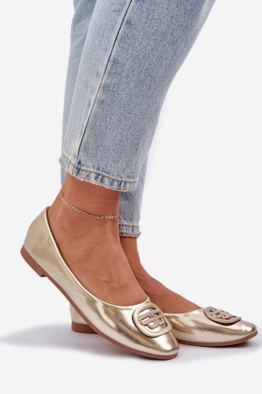 Bailarinas Em sola plana com enfeites cor dourada Ainoria