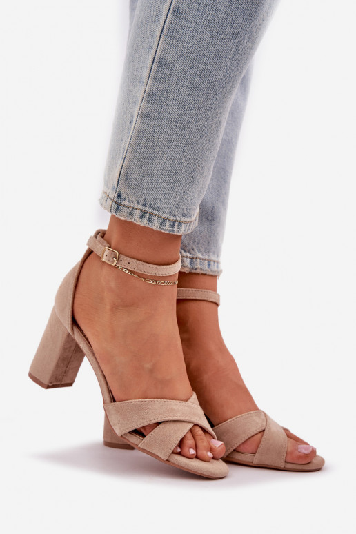 sandálias Habilitado SłupkoParaym Obcasie Z de camurça ecológicau bege Saniffia sandálias Habilitado SłupkoParaym Obcasie Z de camurça ecológicau bege Saniffia