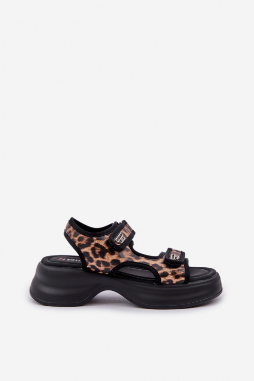 Eko Pele Sandálias leves com uma plataforma com padrões de pele de leopardo cor marrom Deniffia Eko Pele Sandálias leves com uma plataforma com padrões de pele de leopardo cor marrom Deniffia