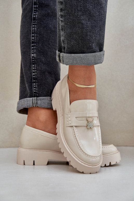 Mocassins lacados Feminino Z Przypinką ursinhos de pelúcia bege EMulinea Mocassins lacados Feminino Z Przypinką ursinhos de pelúcia bege EMulinea