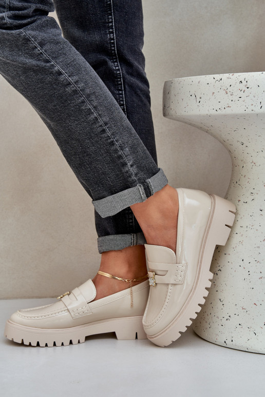 Mocassins lacados Feminino Z Przypinką ursinhos de pelúcia bege EMulinea Mocassins lacados Feminino Z Przypinką ursinhos de pelúcia bege EMulinea