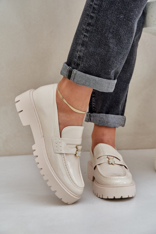 Mocassins lacados Feminino Z Przypinką ursinhos de pelúcia bege EMulinea Mocassins lacados Feminino Z Przypinką ursinhos de pelúcia bege EMulinea