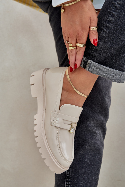 Mocassins lacados Feminino Z Przypinką ursinhos de pelúcia bege EMulinea Mocassins lacados Feminino Z Przypinką ursinhos de pelúcia bege EMulinea