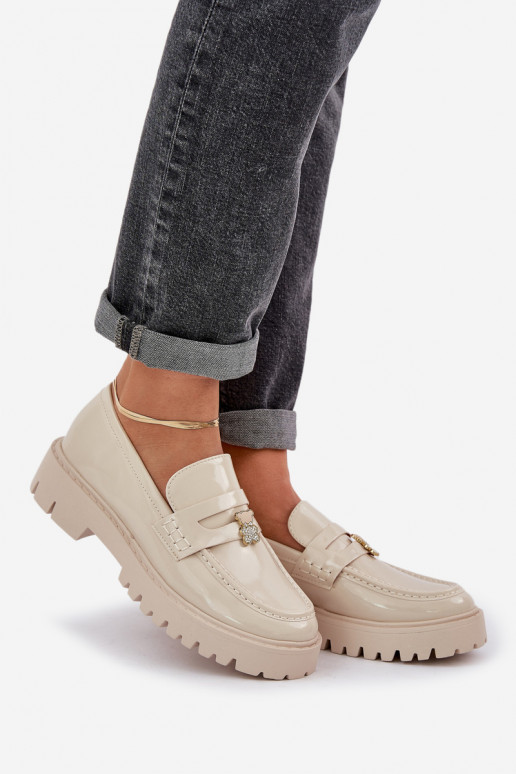 Mocassins lacados Feminino Z Przypinką ursinhos de pelúcia bege EMulinea Mocassins lacados Feminino Z Przypinką ursinhos de pelúcia bege EMulinea