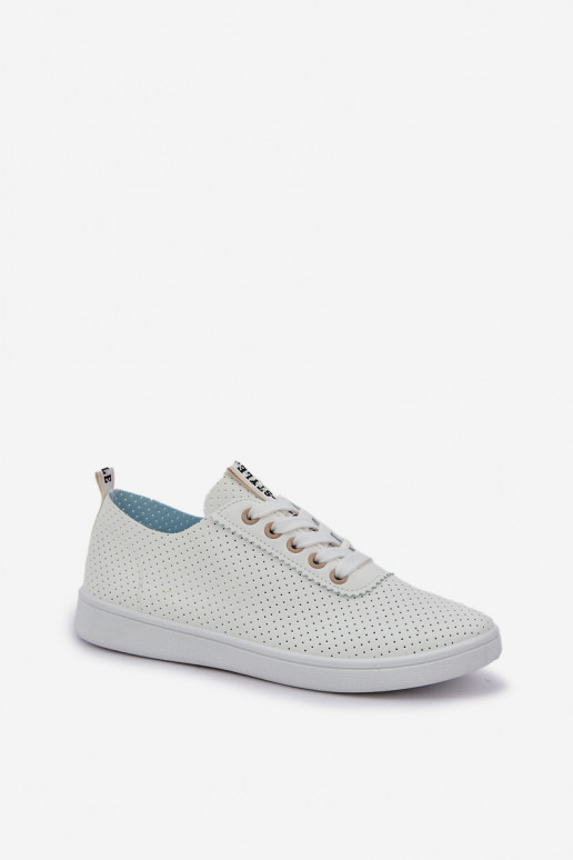 Tênis feminino com cadarço vazado cor de marfim Carinel Tênis feminino com cadarço vazado cor de marfim Carinel