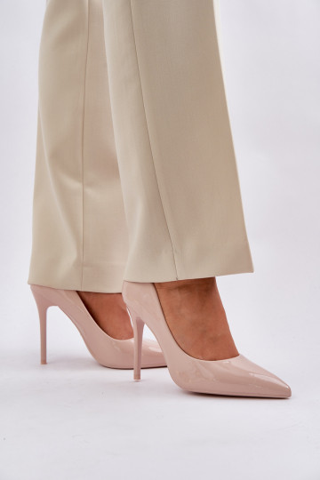 com efeito verniz sapatos de salto alto Ze Szpiczastymi Noskami bege Vizana 2