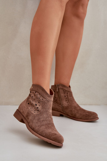 Botas a céu aberto Feminino com salto largo S.Barski HY51-113 cor marrom