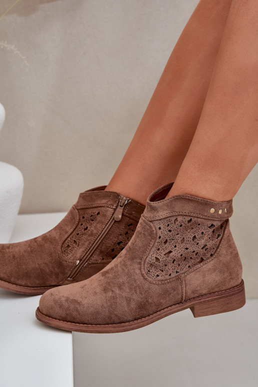 Botas a céu aberto Feminino com salto largo S.Barski HY51-113 cor marrom