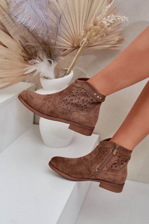 Botas a céu aberto Feminino com salto largo S.Barski HY51-113 cor marrom