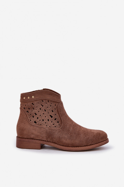 Botas a céu aberto Feminino com salto largo S.Barski HY51-113 cor marrom