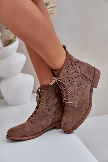 Botas de amarrar com elementos abertos S.Barski HY51-136 cor marrom 2
