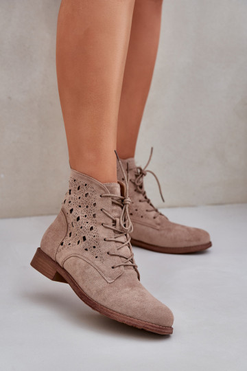 Botas de amarrar com elementos abertos S.Barski HY51-136 bege