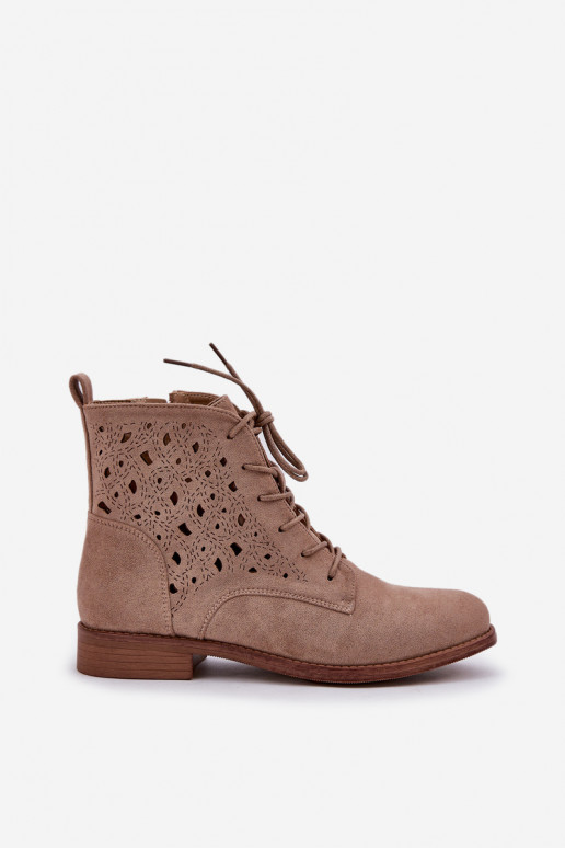 Botas de amarrar com elementos abertos S.Barski HY51-136 bege