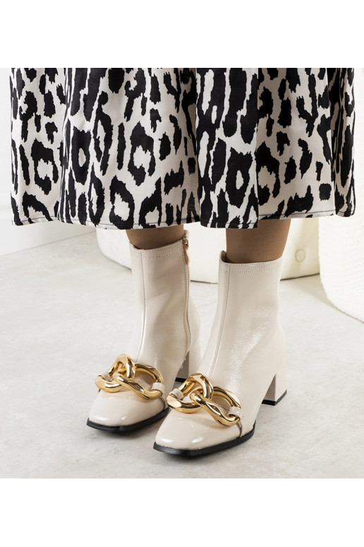 Botins Milanel em verniz bege