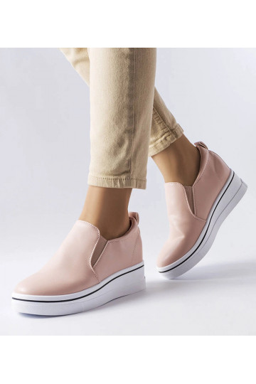 Tênis de cunha slip-on rosa...