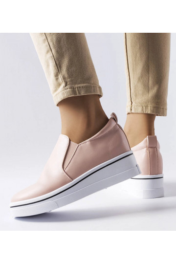 Tênis de cunha slip-on rosa... 2