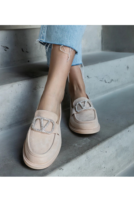 Mocassins bege decorados com strass...