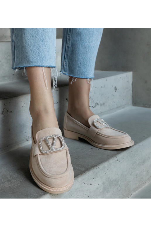 Mocassins bege decorados com strass...