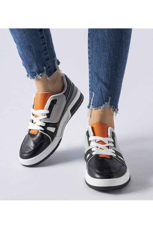 Sapatos pretos com língua laranja Archie
