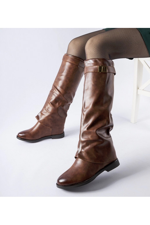 Botas quentes marrons com cunha...