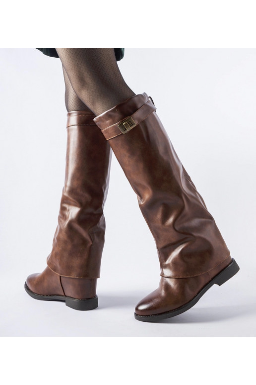Botas quentes marrons com cunha...