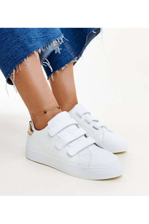 Tênis Samala velcro branco e dourado