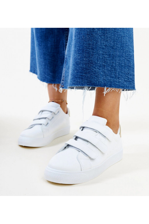 Tênis Samala velcro branco e dourado