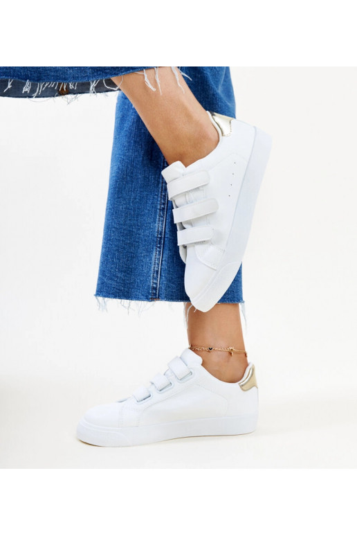 Tênis Samala velcro branco e dourado